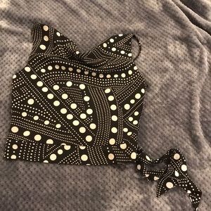 Super cute black and white polka dot side tie tank